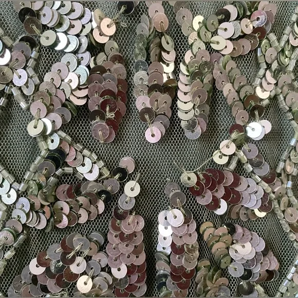 $698 Mac Duggal High Neck Beaded Sequin Fringe Sage Green Gown Dress 4908 Size 4 - Picture 5 of 15